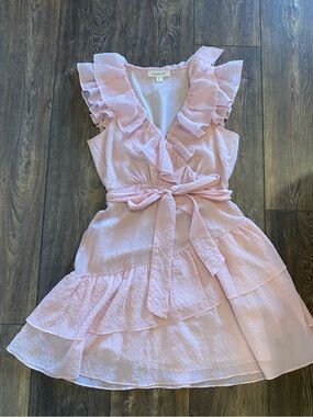 Shabby Chic Pink Ruffle Wrap Dress